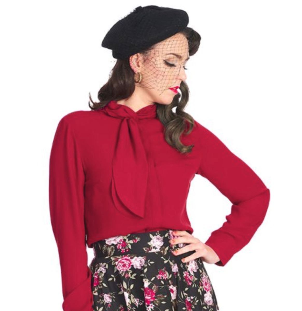 Banned Grace Blouse Burgundy -XXL | Banned