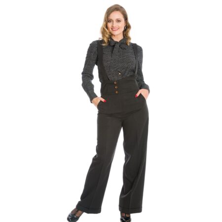 Banned Her Favourite High Waist Suspender Trousers Black -2XL | Fiftiesstore