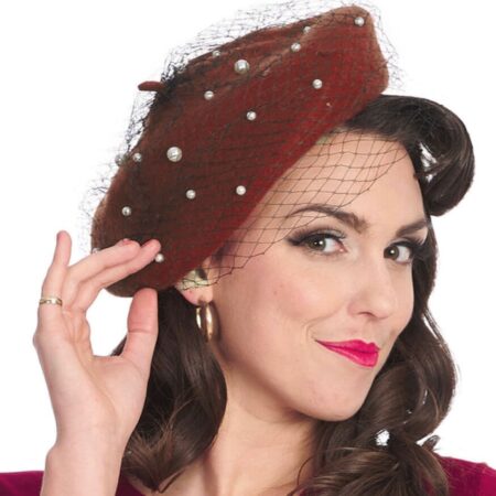 Banned Maggie Pearl Baret Roest | Fiftiesstore