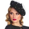 Banned Maggie Pearl Baret Zwart | Fiftiesstore