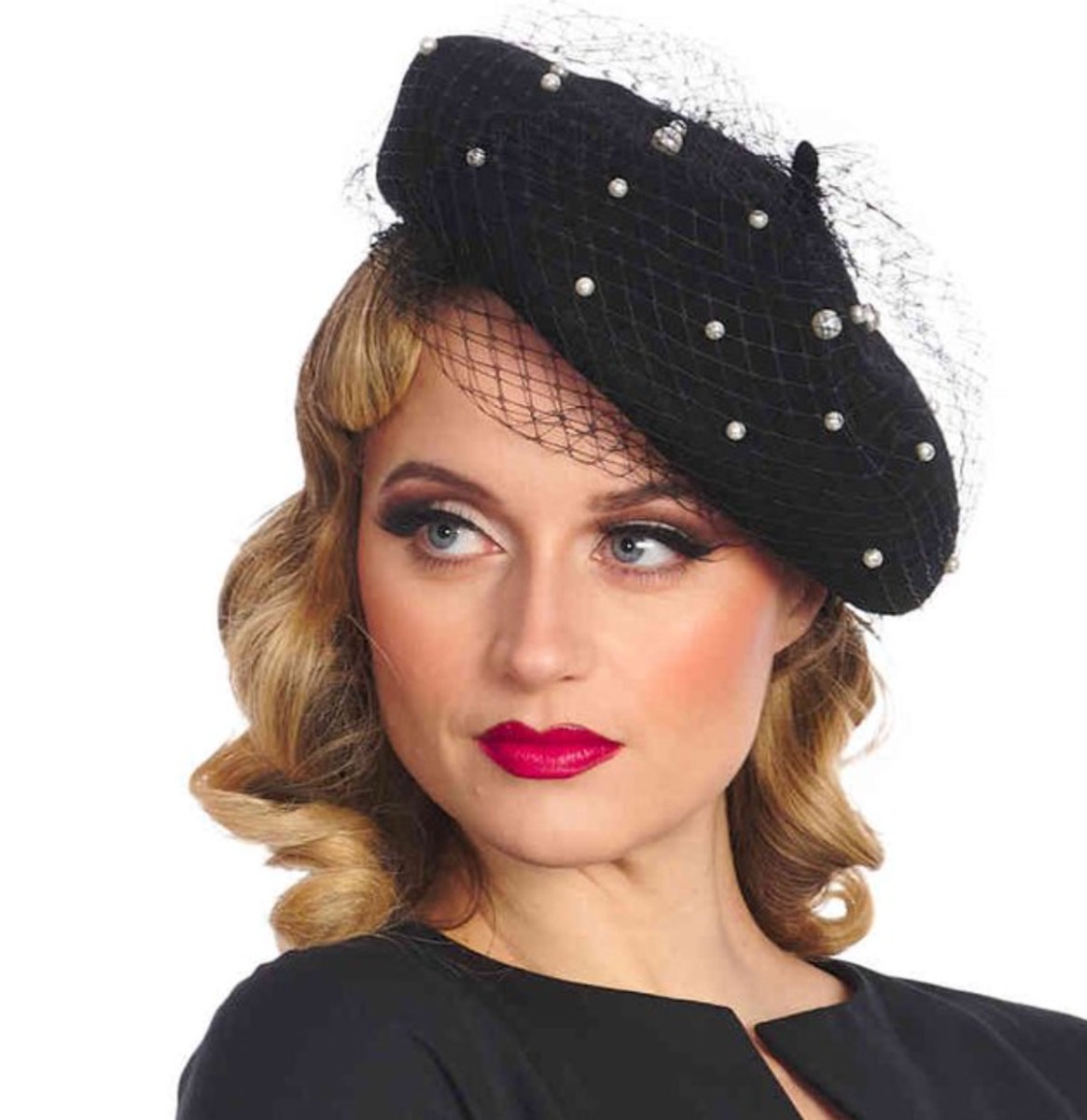 Banned Maggie Pearl Baret Zwart | Fiftiesstore