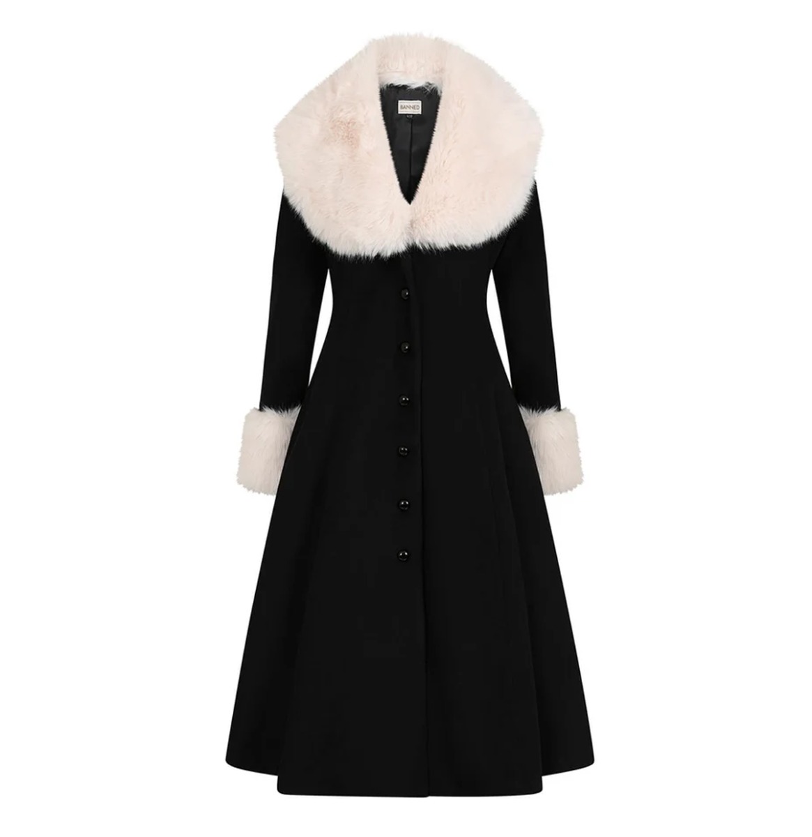 Banned Martha Faux Fur Coat Black-M | Banned