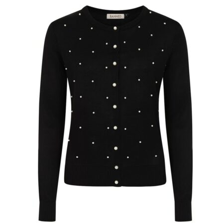Banned Pearl Cardigan Black-3XL | Banned