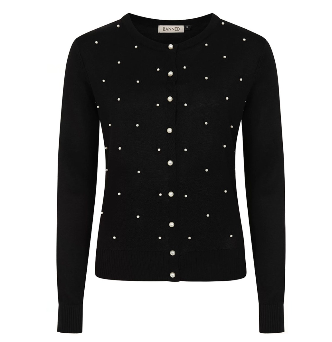 Banned Pearl Cardigan Black-3XL | Banned