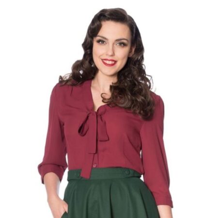 Banned Perfect Pussy Bow Blouse Burgundy -2XL | Banned
