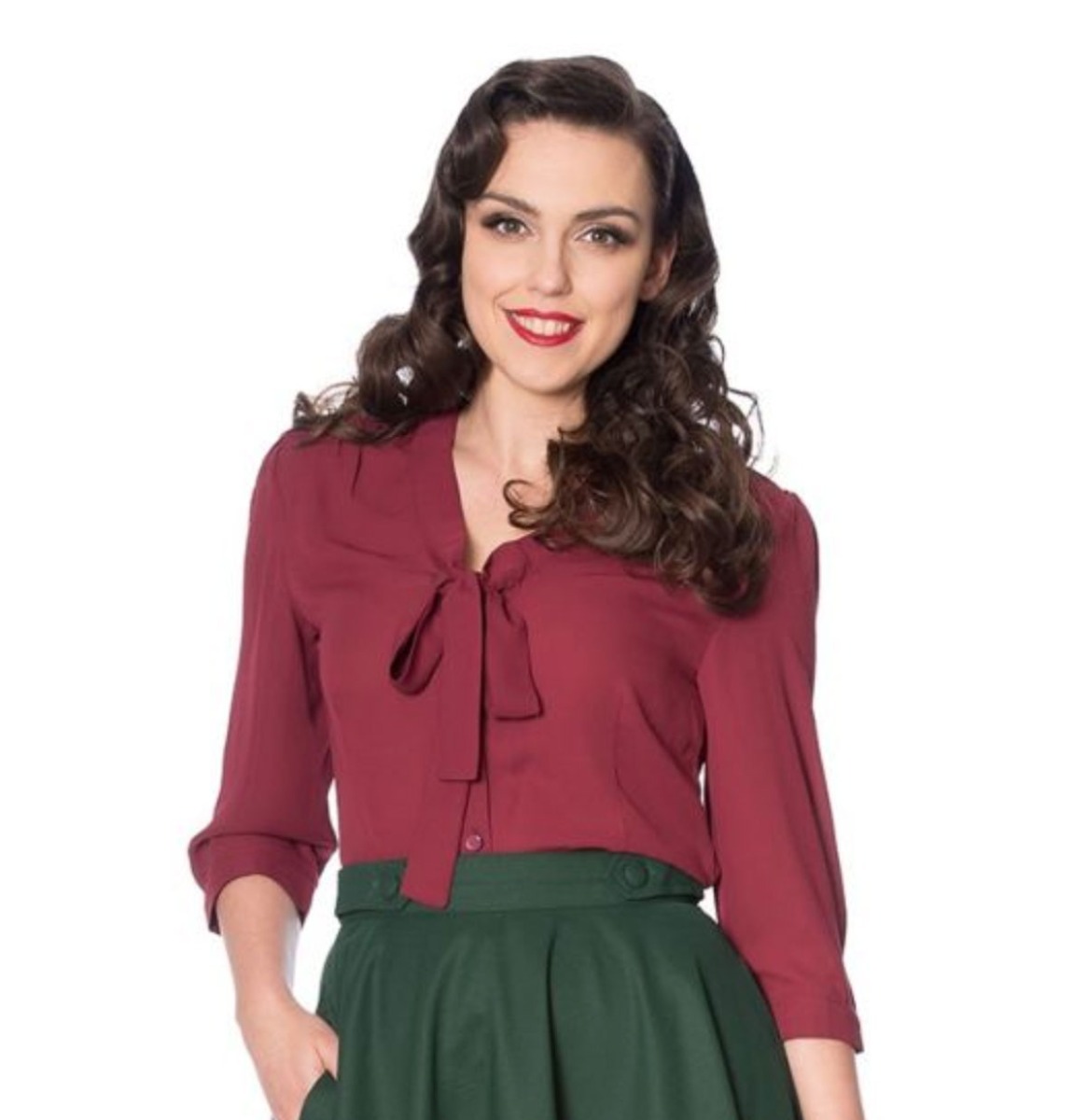 Banned Perfect Pussy Bow Blouse Burgundy -2XL | Banned