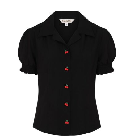 Banned Sally Cherry Blouse Black-2XL | Banned