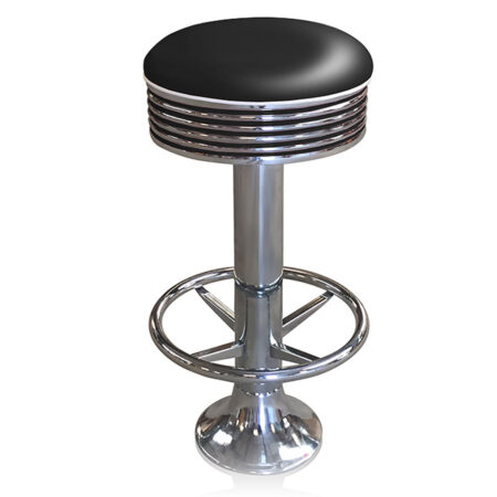 Bar stool BS-27 Black with footring-Hout | Bel Air Retro Fifties Furniture