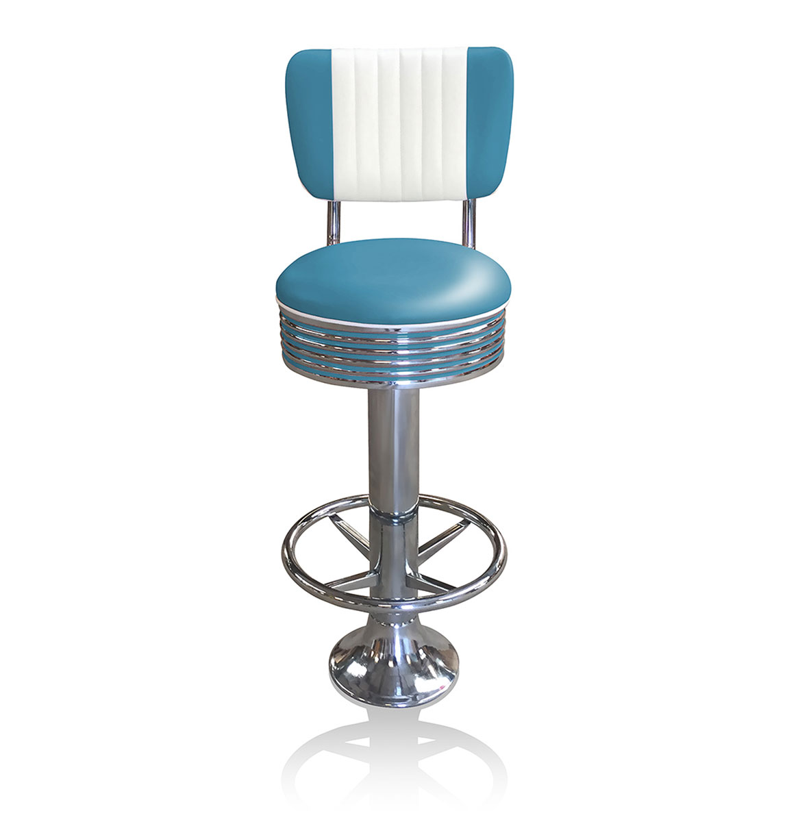 Bar stool BS-27 CB Blue with footring-Hout | Bel Air Retro Fifties Furniture