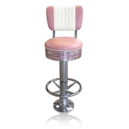 Bar stool BS-27 CB Dusty Rose with footring-Hout | Bel Air Retro Fifties Furniture