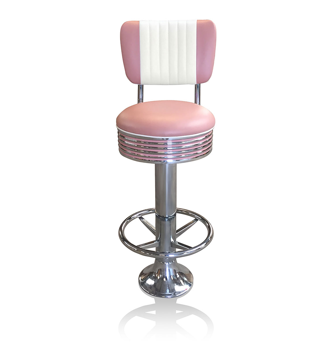 Bar stool BS-27 CB Dusty Rose with footring-Hout | Bel Air Retro Fifties Furniture