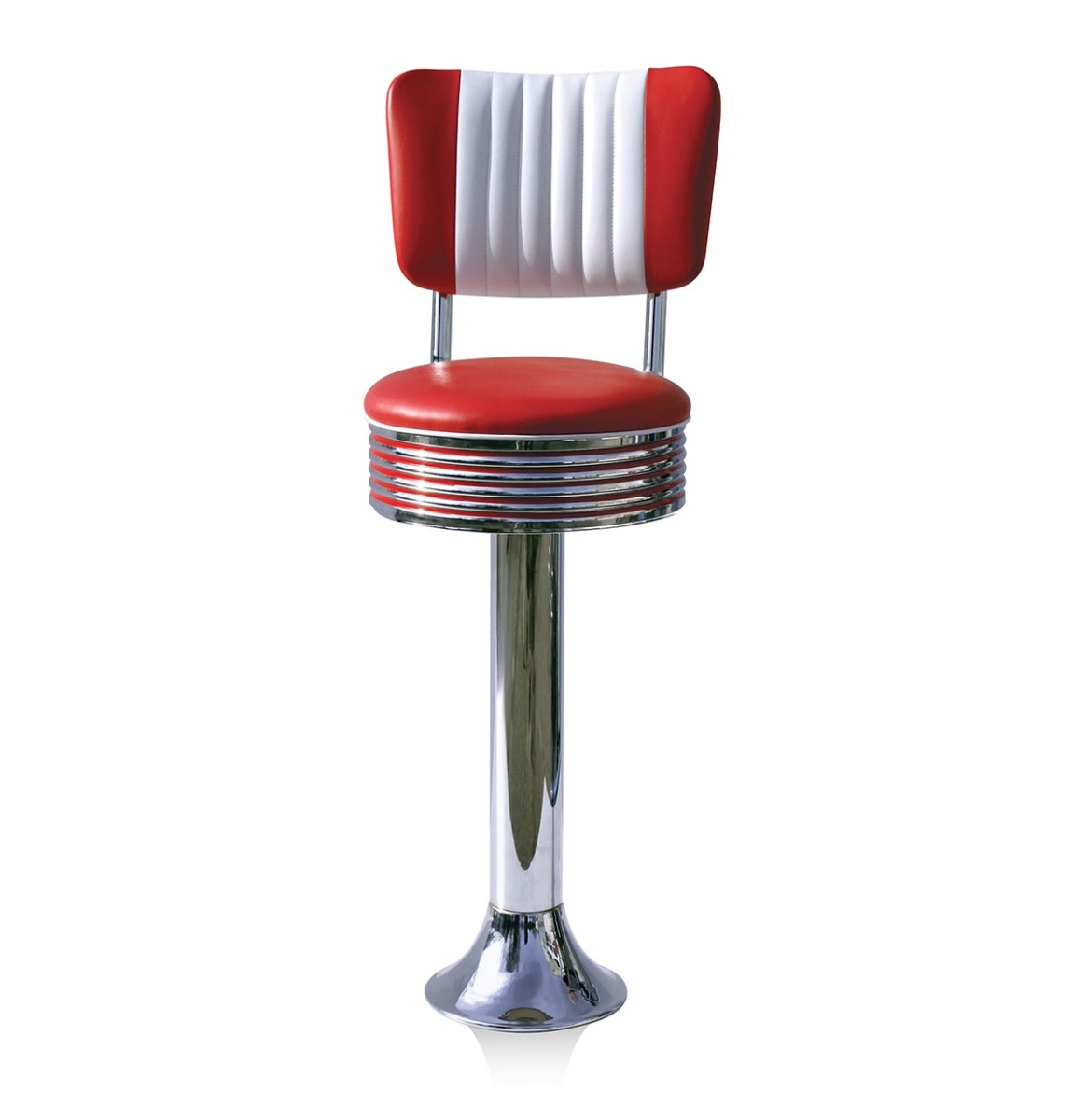 Bar stool BS-27 CB Red-Hout | Bel Air Retro Fifties Furniture