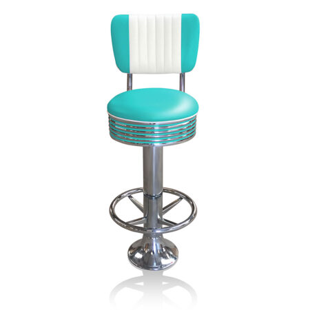 Bar stool BS-27 CB Turquoise with footring-Beton | Bel Air Retro Fifties Furniture