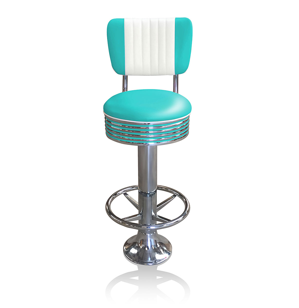 Bar stool BS-27 CB Turquoise with footring-Beton | Bel Air Retro Fifties Furniture