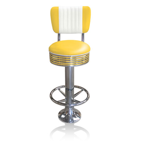 Bar stool BS-27 CB Yellow with footring-Hout | Bel Air Retro Fifties Furniture
