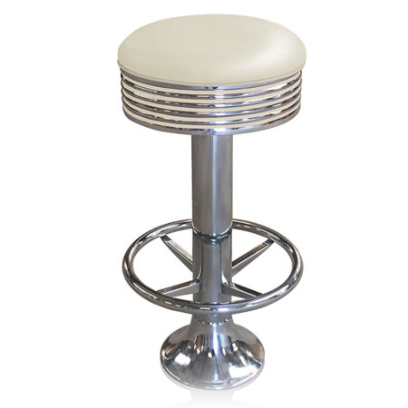 Bar stool BS-27 Off White with footring-Hout | Bel Air Retro Fifties Furniture