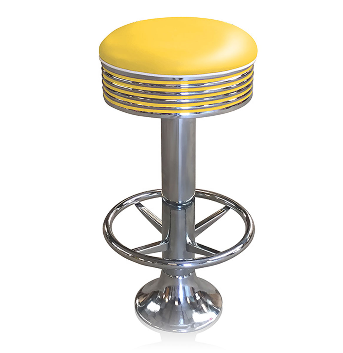 Bar stool BS-27 Yellow with footring-Beton | Bel Air Retro Fifties Furniture