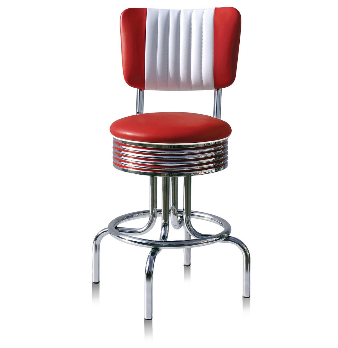 Barkruk Retro BS-28-66CB Rood 66 cm | Bel Air Retro Fifties Furniture
