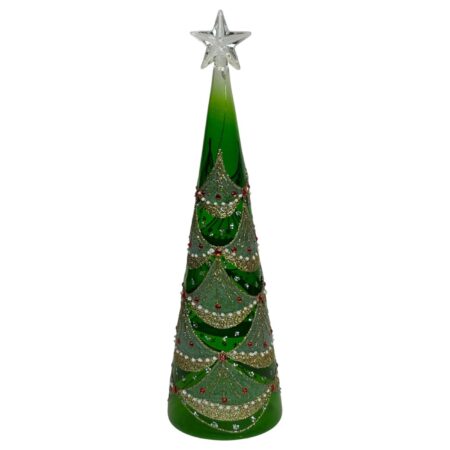 Beeld everlands kunstkerstboom LED groen 9x28cm | Mansion Atmosphere