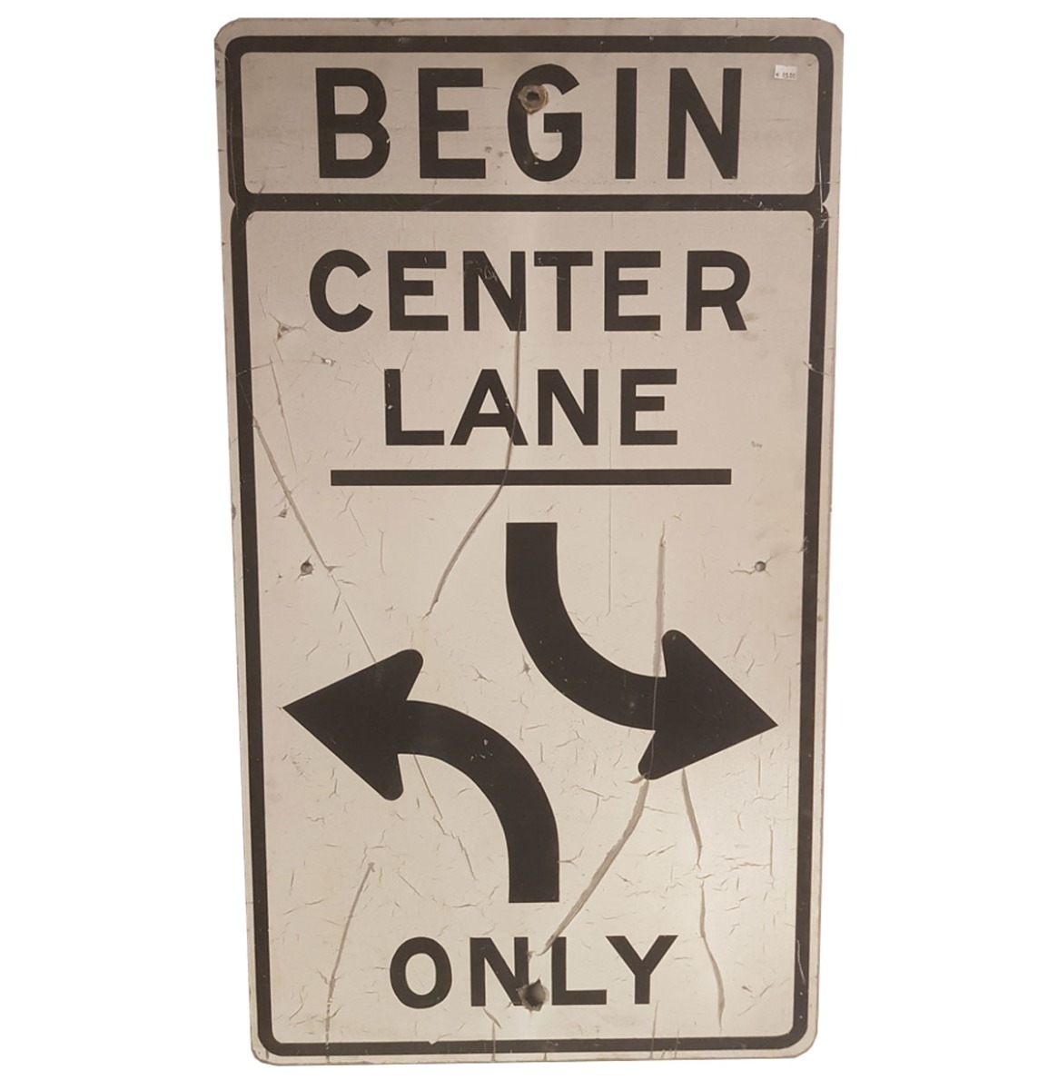 Begin Center Lane Only Straatbord - Origineel | The Dutch Pickers