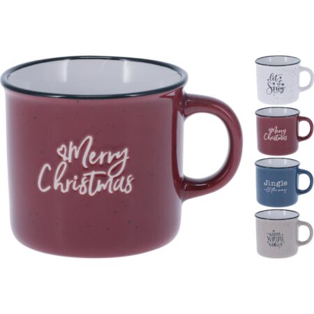 Beker Kerst aardewerk 170ml 4assorti | Home & Styling