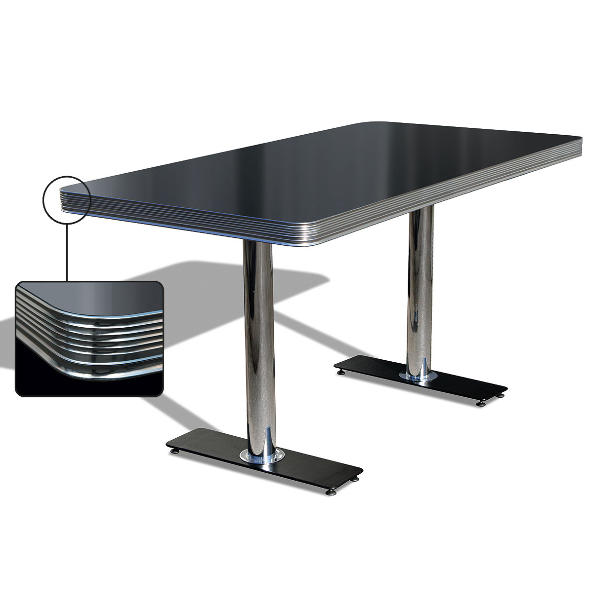 Bel Air Diner Tafel TO-25W Blackstone | Bel Air Retro Fifties Furniture
