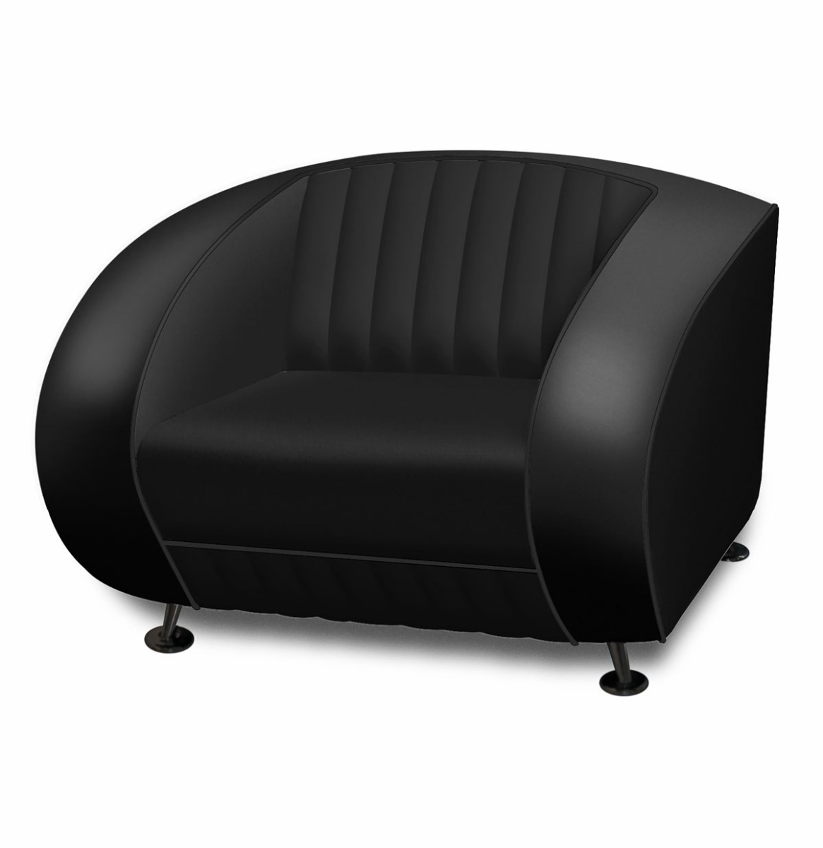 Bel Air Sofa Delucas Retro SF01CB Volledig Zwart Eenzitter | Bel Air Retro Fifties Furniture