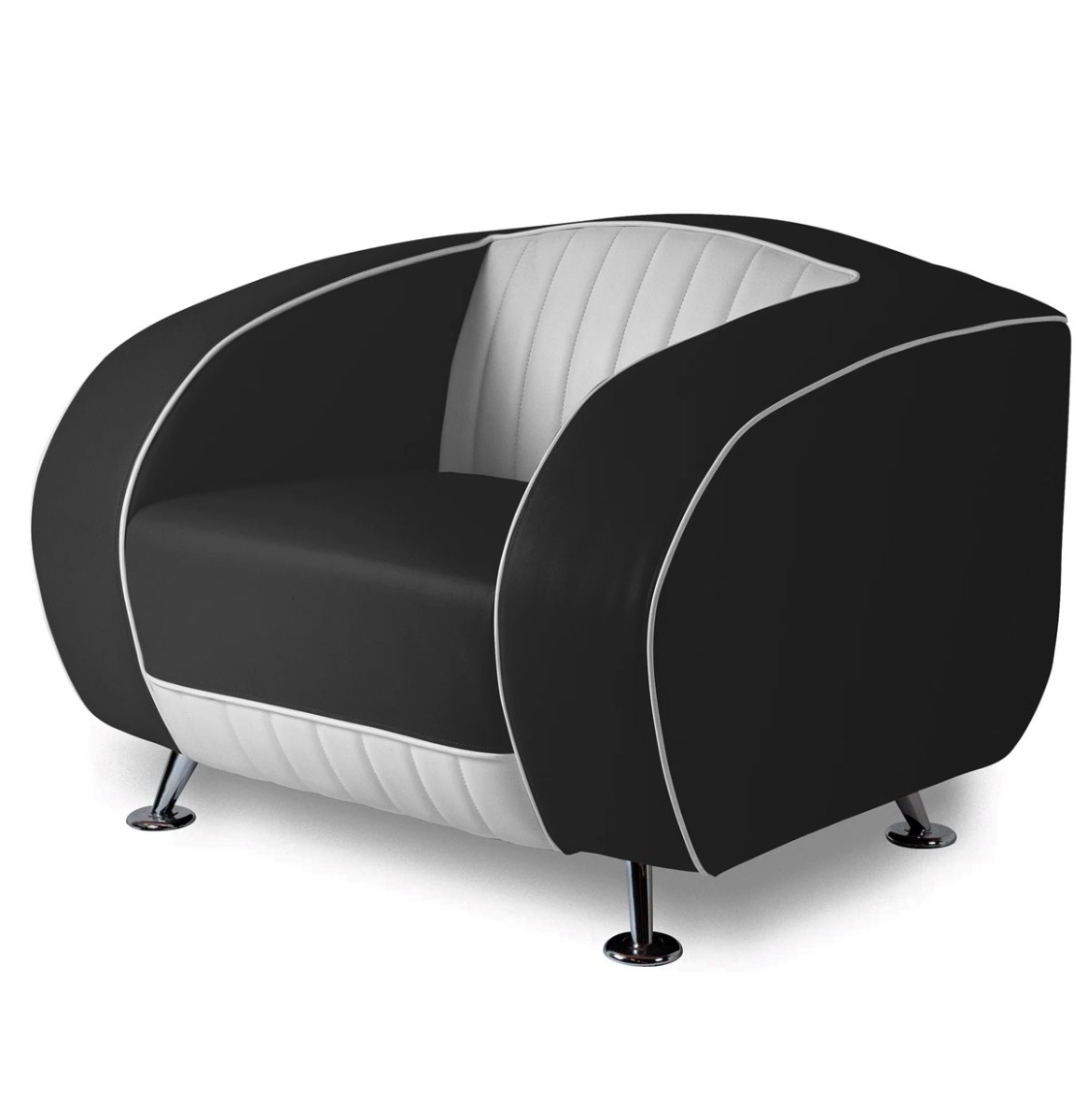 Bel Air Sofa Delucas Retro SF01CB Zwart Eenzitter | Bel Air Retro Fifties Furniture