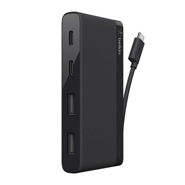 Belkin USB-C 4-Port Mini Hub USB Hub Zwart | Belkin