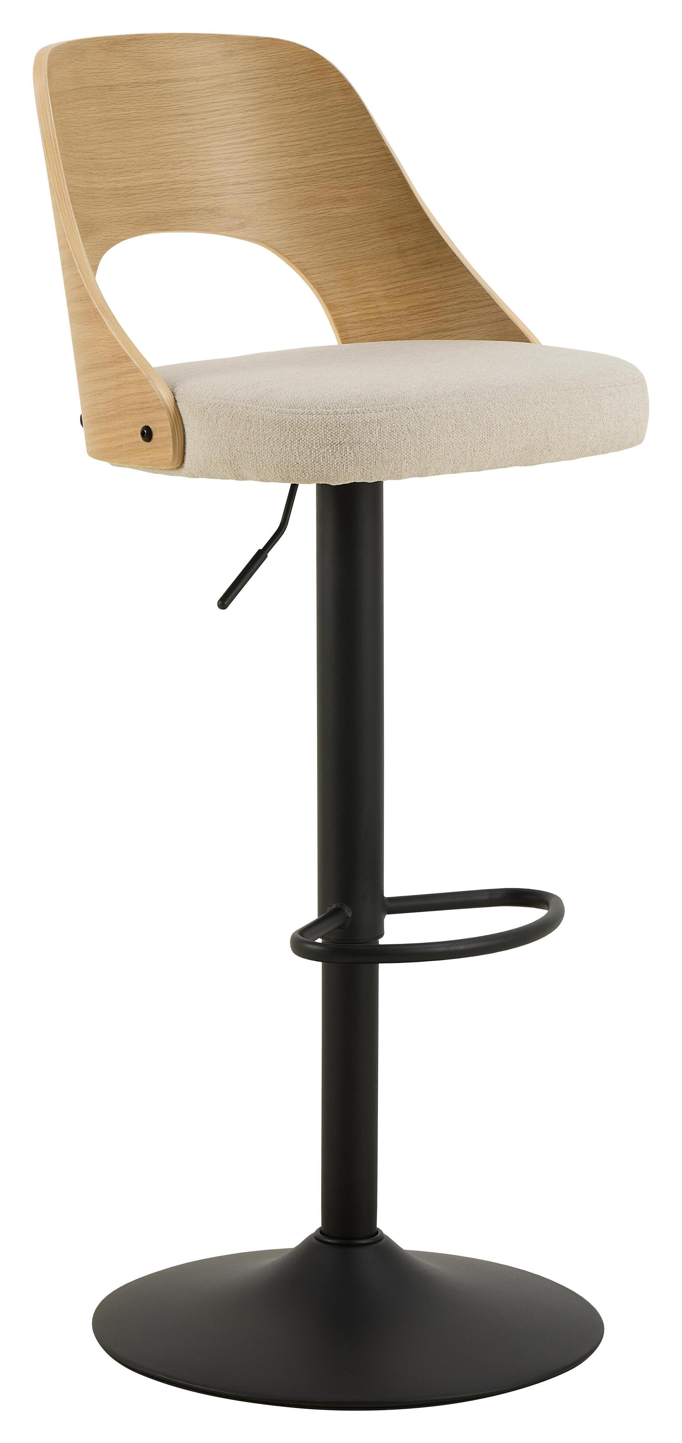 Bendt Draaibare Barkruk 'Vila' kleur Beige/Naturel (zithoogte 62-84cm) | Bendt