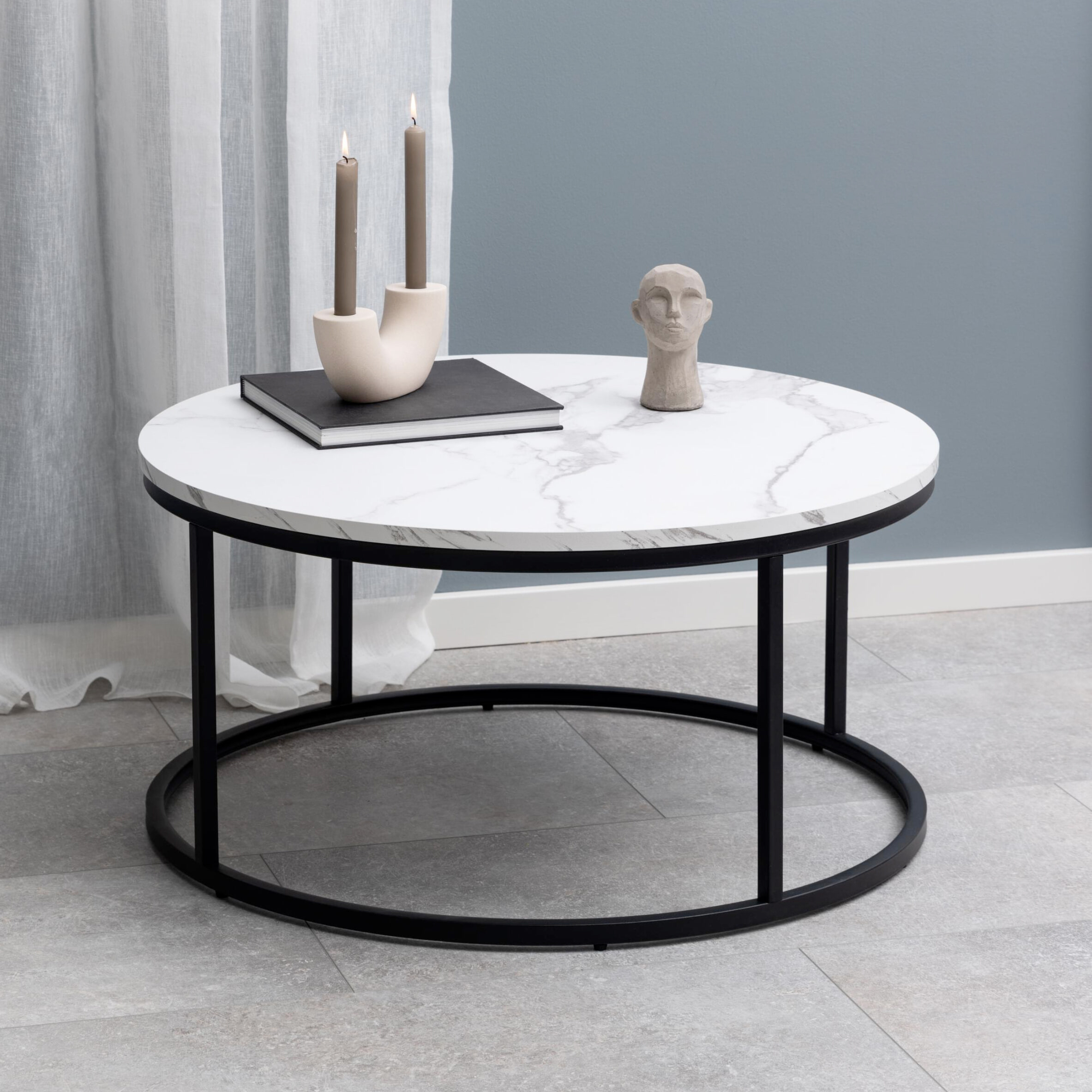 Bendt Ronde Salontafel 'Flemming' 80cm Marmerlook