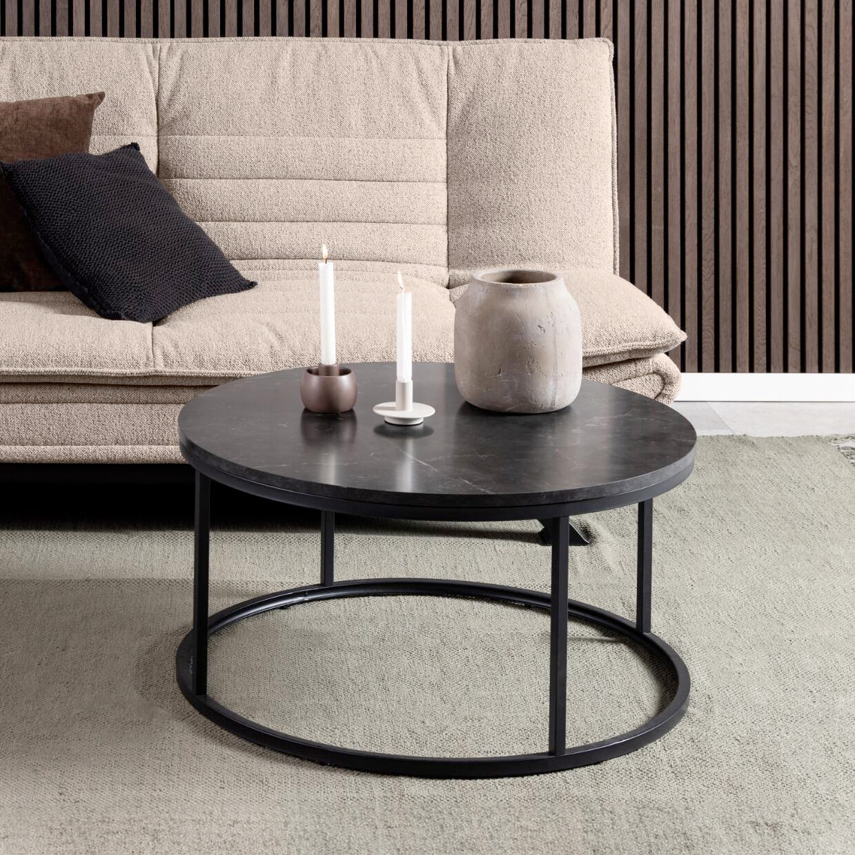 Bendt Ronde Salontafel 'Flemming' 80cm Marmerlook