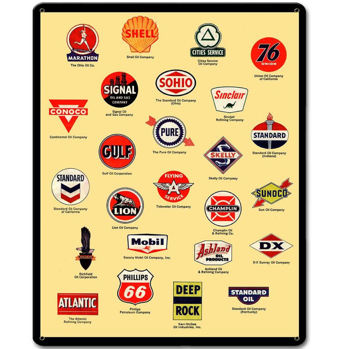 Benzinemerk Logo's Zwaar Metalen Bord 39 x 29 CM | Fiftiesstore