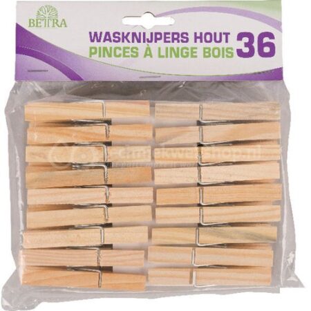 Betra Wasknijpers hout set a 36 stuks | Betra