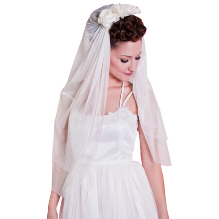 Bettie Page 50's Parel Bruids Sluier Ivoor | Heart of Haute