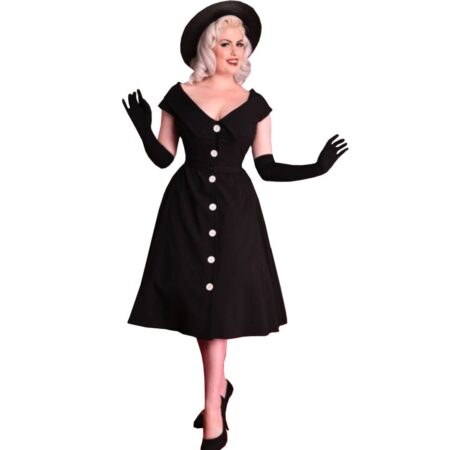 Bettie Page By Tatyana Drama Queen White Buttons Up Dress Black-L | 42% korting | Tatyana