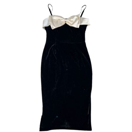 Bettie Page Diamond Pencil Dress Velvet Black Cream Satin Bow-XXL | 31% korting | Bettie Page