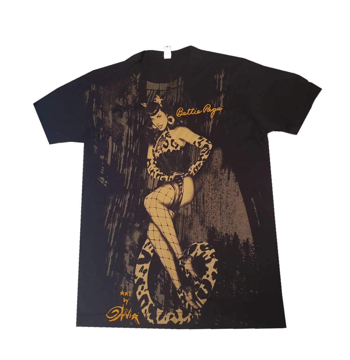 Bettie Page Leopard Bettie T-Shirt Black-L | Fiftiesstore