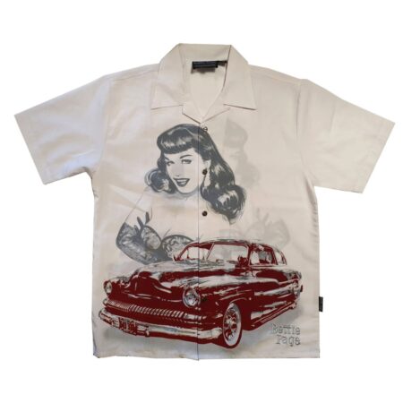 Bettie Page Red Car Shirt White-M | 29% korting | Bettie Page