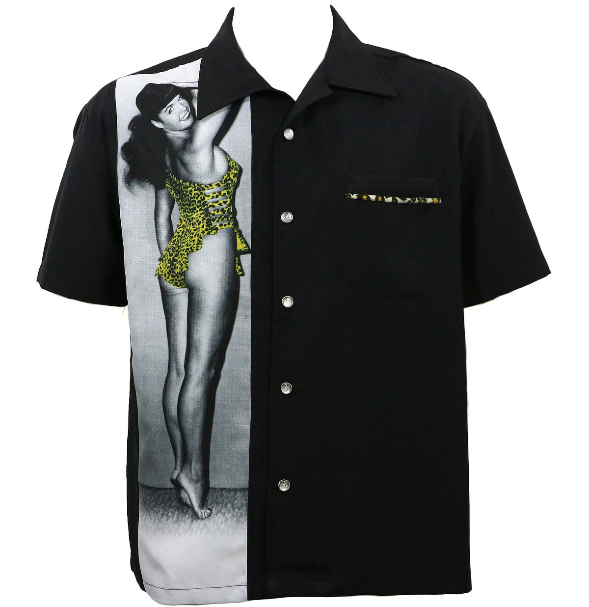 Bettie Page Untamed Single Panel Shirt Black-XS (LP) | Steady Clothing