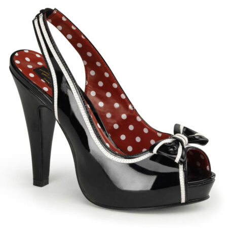 Bettie Peep Toe Shoes Black/White with Bow-36 (NL) / 3 (UK) | 35% korting | Pinup Couture