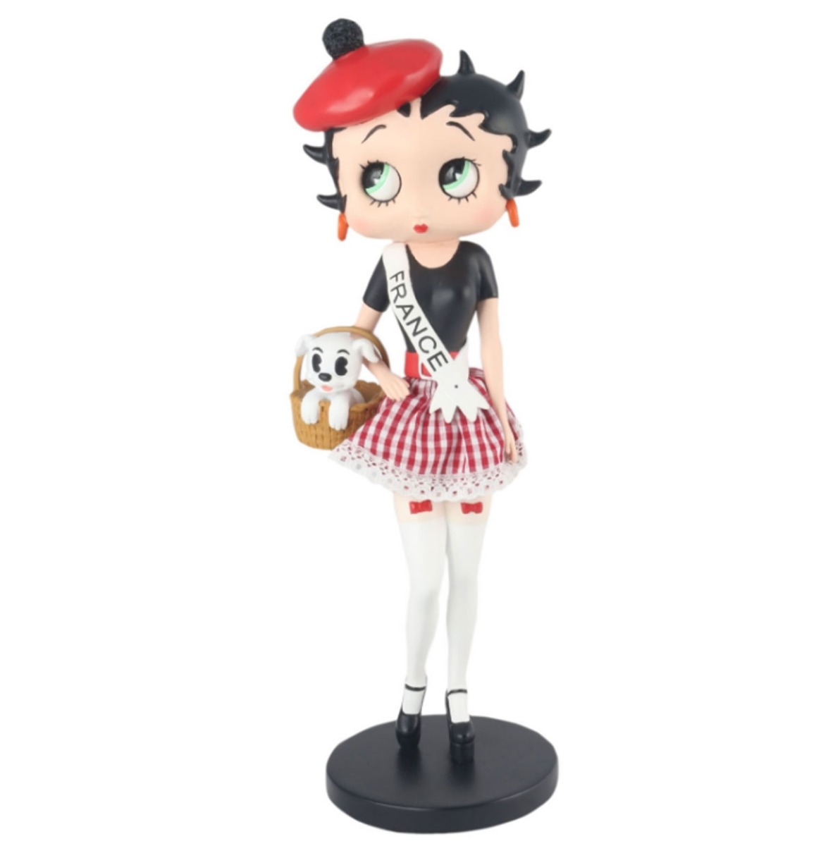 Betty Boop In Frans Kostuum Beeldje 31cm - Met Stoffen Rokje | Betty Boop