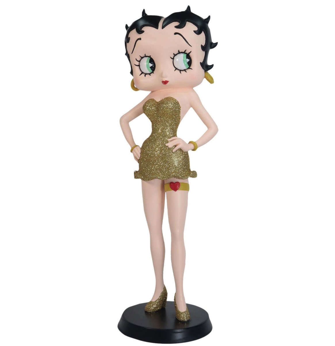 Betty Boop Kousenband (Gouden Glitter Jurk) Beeldje | Betty Boop
