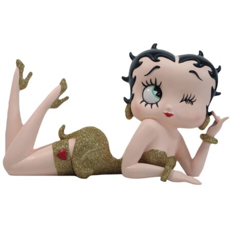 Betty Boop Liggen In Gouden Glitter Jurk Beeldje | Betty Boop