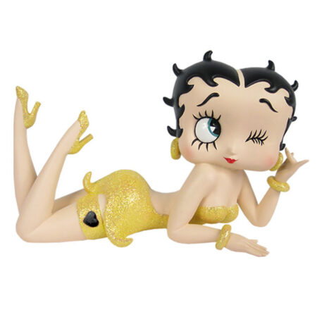 Betty Boop Liggend in Gele Glitterjurk Beeldje | Betty Boop