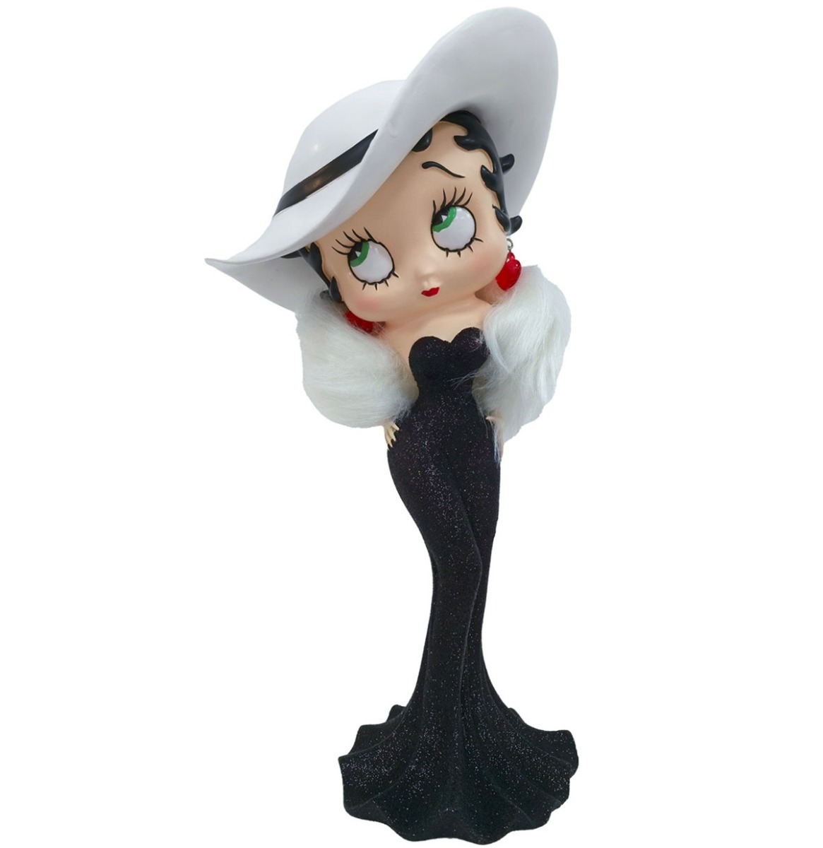 Betty Boop Madame Beeld - Zwarte Jurk met Groene Glitter & Stoffen Stola (30