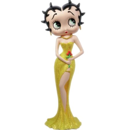 Betty Boop Met Bloemen In Een Gele Glitter Jurk | Betty Boop