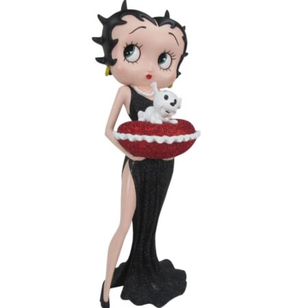 Betty Boop Met Rode Glitter Kussen Box (Zwarte Jurk) 36.5cm | Betty Boop