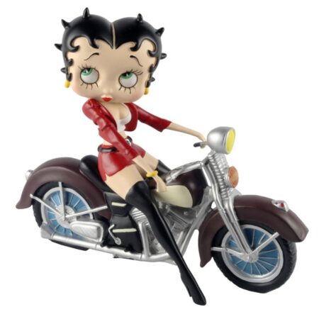 Betty Boop Op Motorfiets In Rode Jas Beeldje - 31cm | Betty Boop