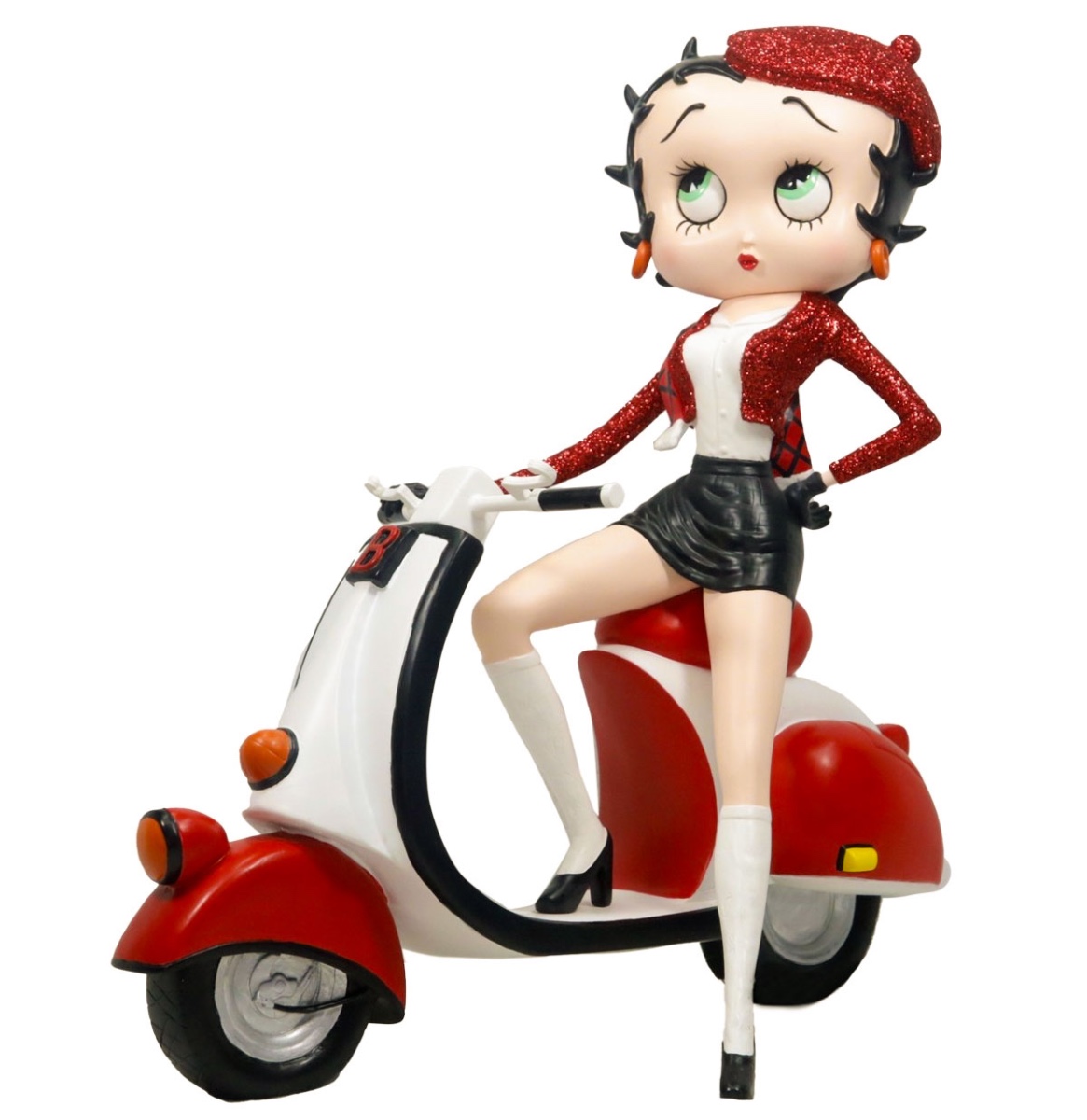 Betty Boop Op Scooter (Rode Glitter) Beeld | Betty Boop
